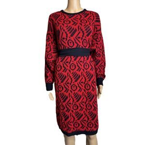 Vintage 80s ALAIN TOUSSAINT Chunky Knit Sweater Dress Whimsygoth 90s M RARE